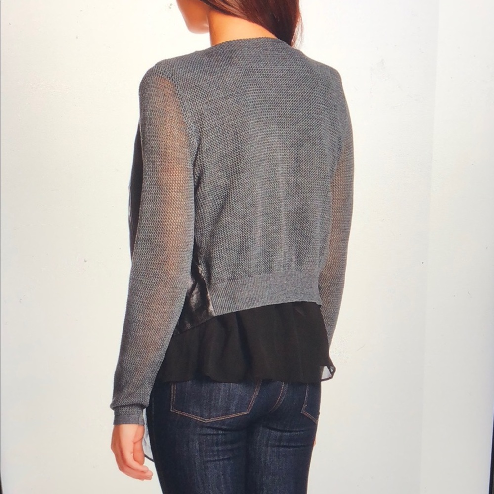 Knit & Faux Leather Layered Chiffon Jacket - Picture 2 of 5